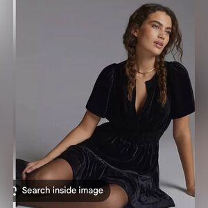 NEW Anthropologie Maeve The Somerset Velvet Mini Dress Black